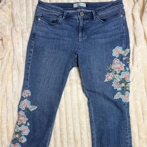 J.Jill Authentic Fit Denim Jeans Floral  Size 4